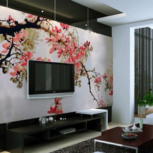 japanese-rose-blooms-wallpaper-living-room