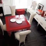 Modern-Dining-Room-Ideas-red-dining-table-white-leather-chairs