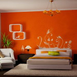غرف نوم بديكورات برتقاليه